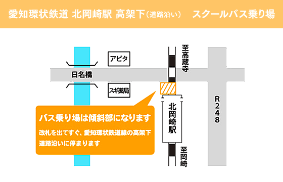 愛知環状鉄道「北岡崎駅」高架下道路沿い